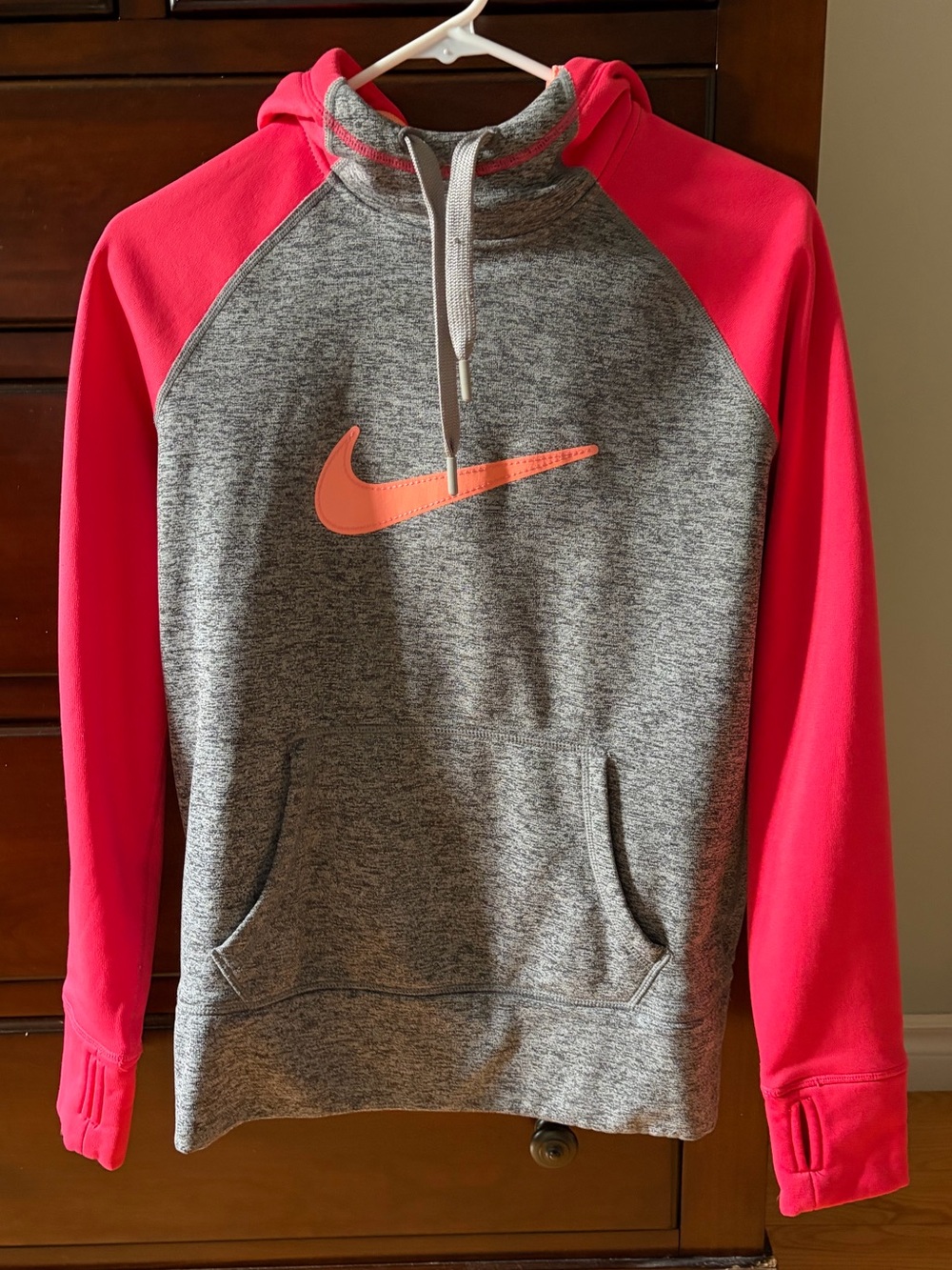 Nike Grey Heather & Pink Pullover Hoodie
